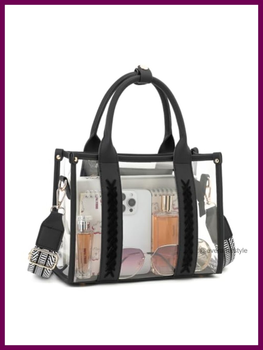 Clear PVC Crossbody Tote Stadium Approved See Through Bag